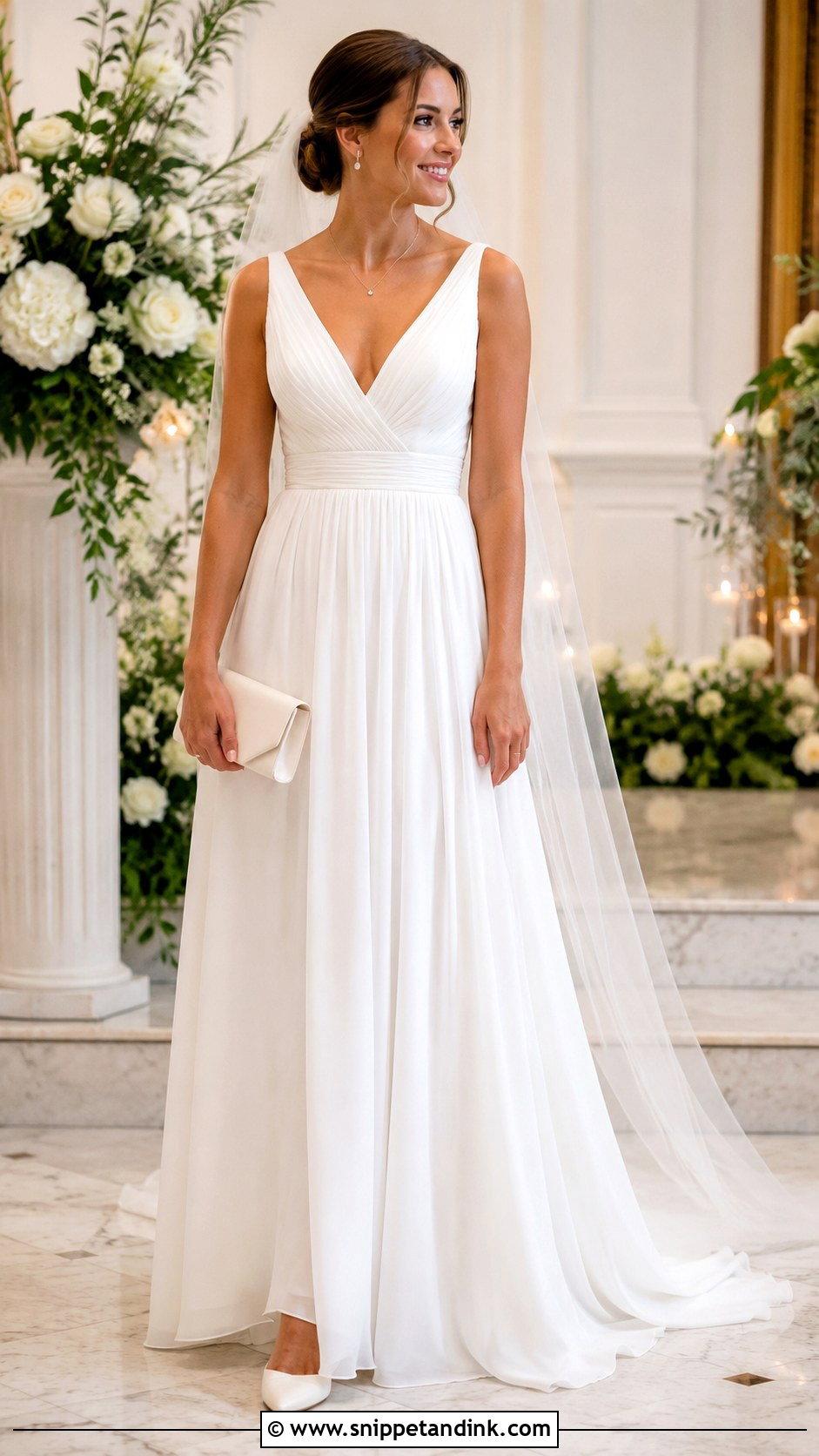 V Neck Chiffon Wedding Dress - Snippet and Ink - 20 Flowy Chiffon Wedding Dress Ideas