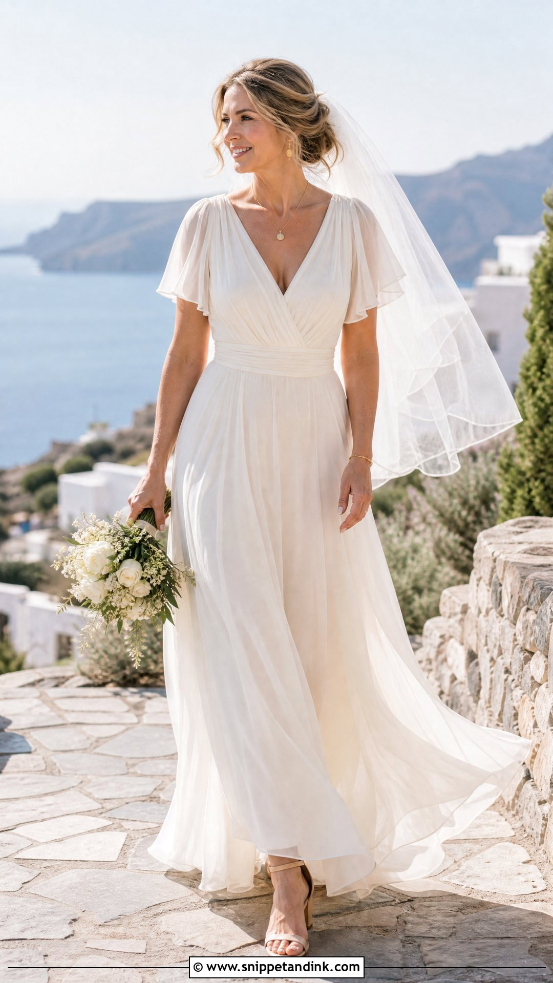 V Neck Chiffon Wedding Dress - Snippet and Ink - 20 Wedding Dress Over 40 Ideas