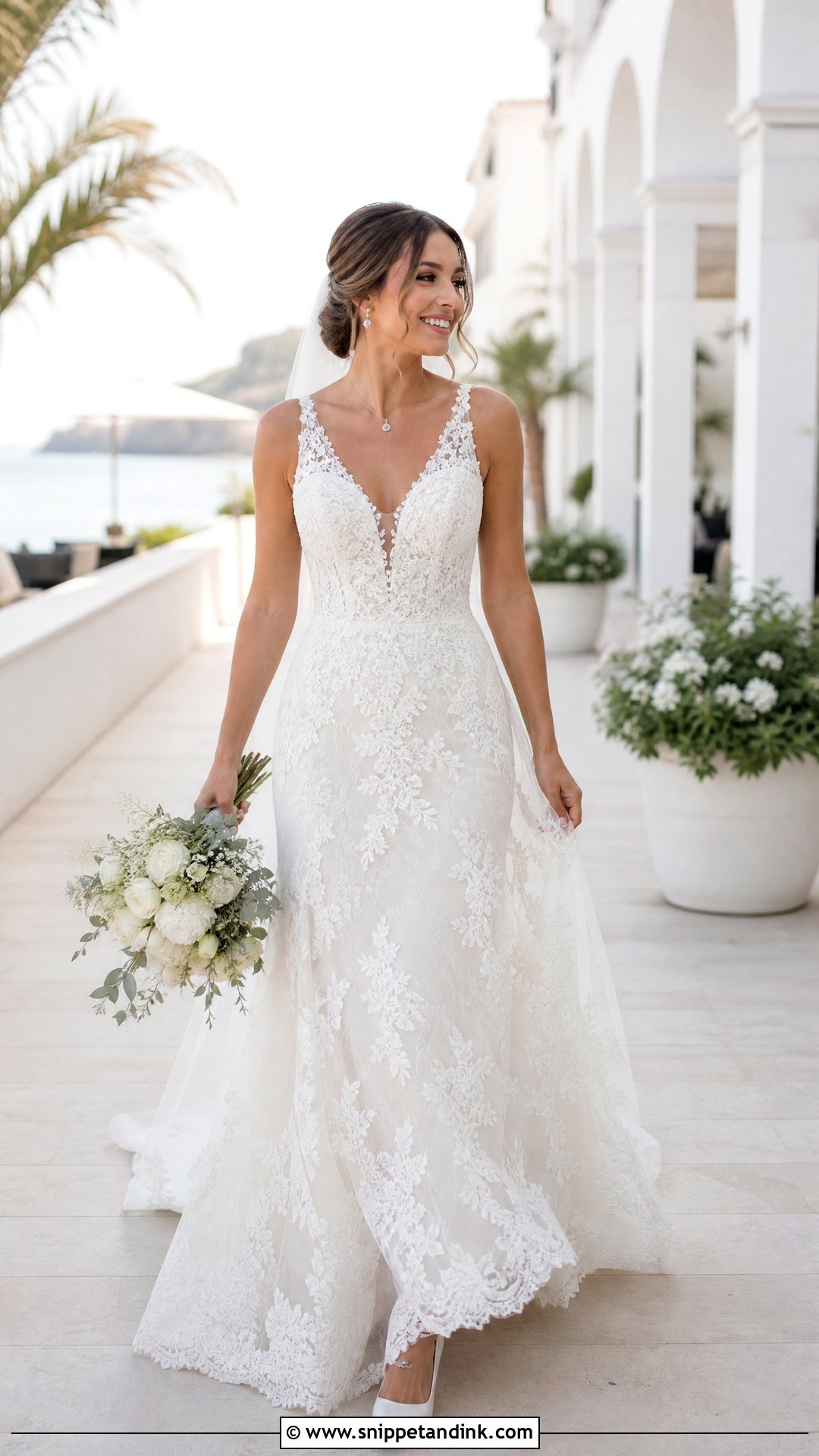 V Neck Dantel Wedding Dress - Snippet and Ink - 20 Wedding Dresses Dantel