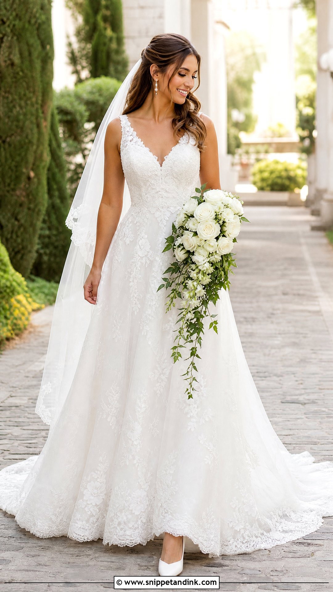 V Neck Dantel Wedding Dress - Snippet and Ink - 20 Wedding Dress Dantel Ideas