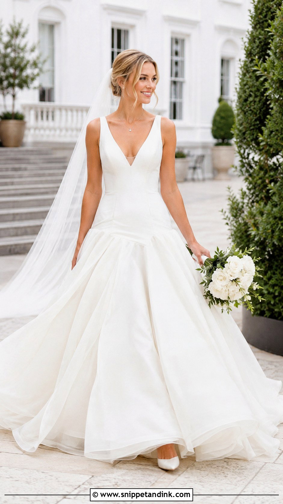 V Neck Drop Waist Princess Wedding Dress - Snippet and Ink - 20 Drop Waist Princess Wedding Dress Ideas