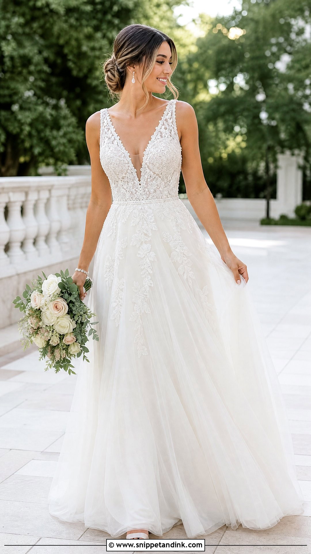 V Neck Embellished Wedding Dress - Snippet and Ink - 25 Embellished Wedding Dress Ideas