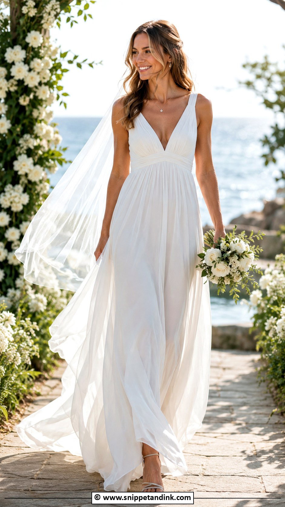 V Neck Empire Waist Wedding Dress - Snippet and Ink - 30 Empire Waist Wedding Dress Ideas