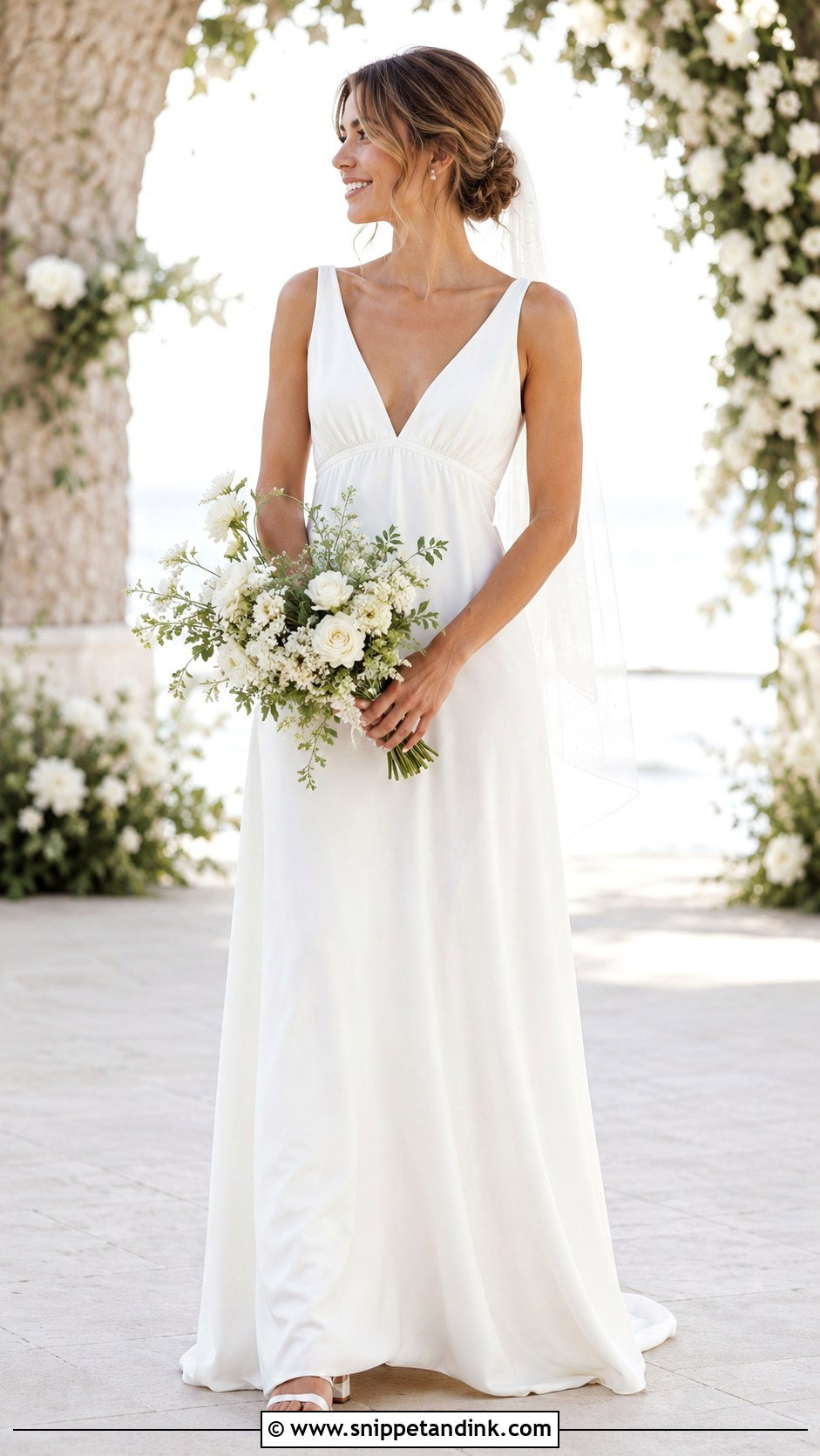 V Neck Empire Wedding Dress - Snippet and Ink - 20 Elegant Plain Wedding Dress Ideas