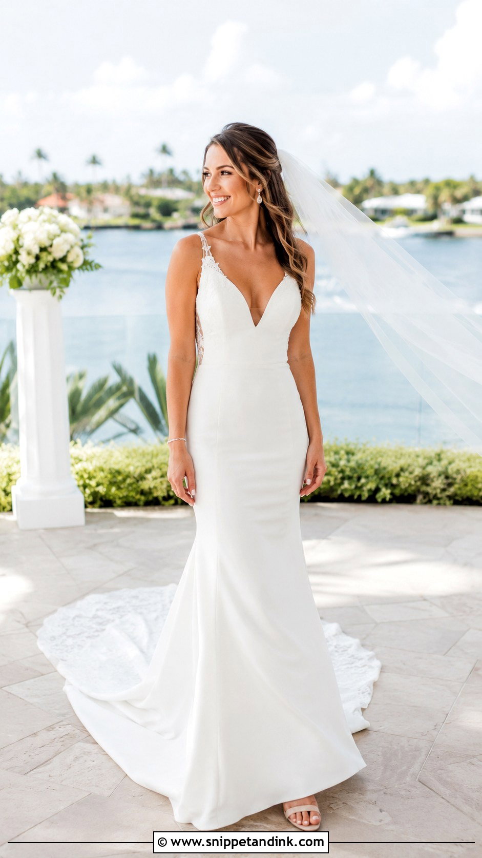 V Neck Fishtail Wedding Dress - Snippet and Ink - 20 Fishtail Wedding Dresses