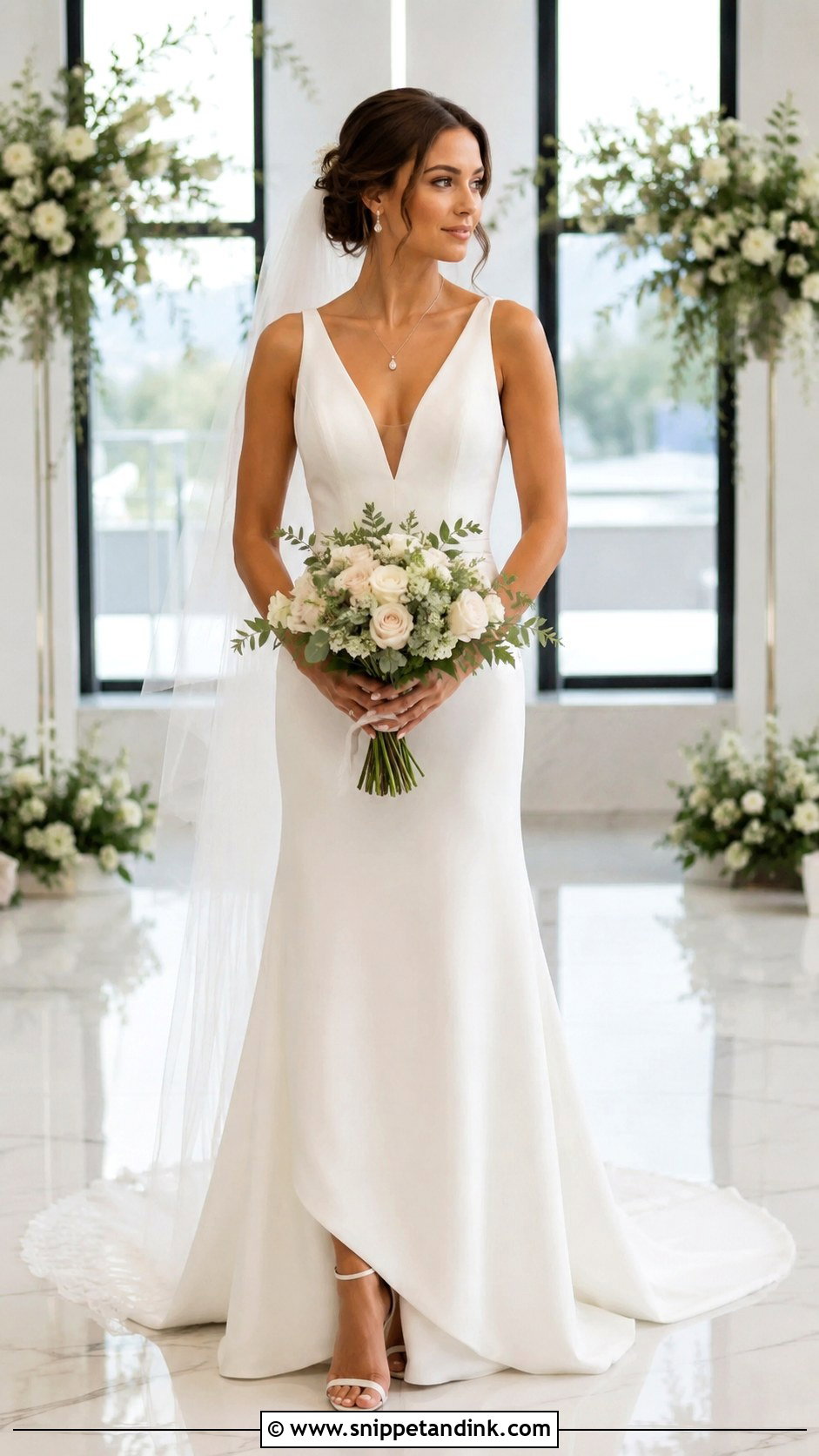 V Neck Fit And Flare Wedding Dress - Snippet and Ink - 20 Fit Wedding Dress Ideas