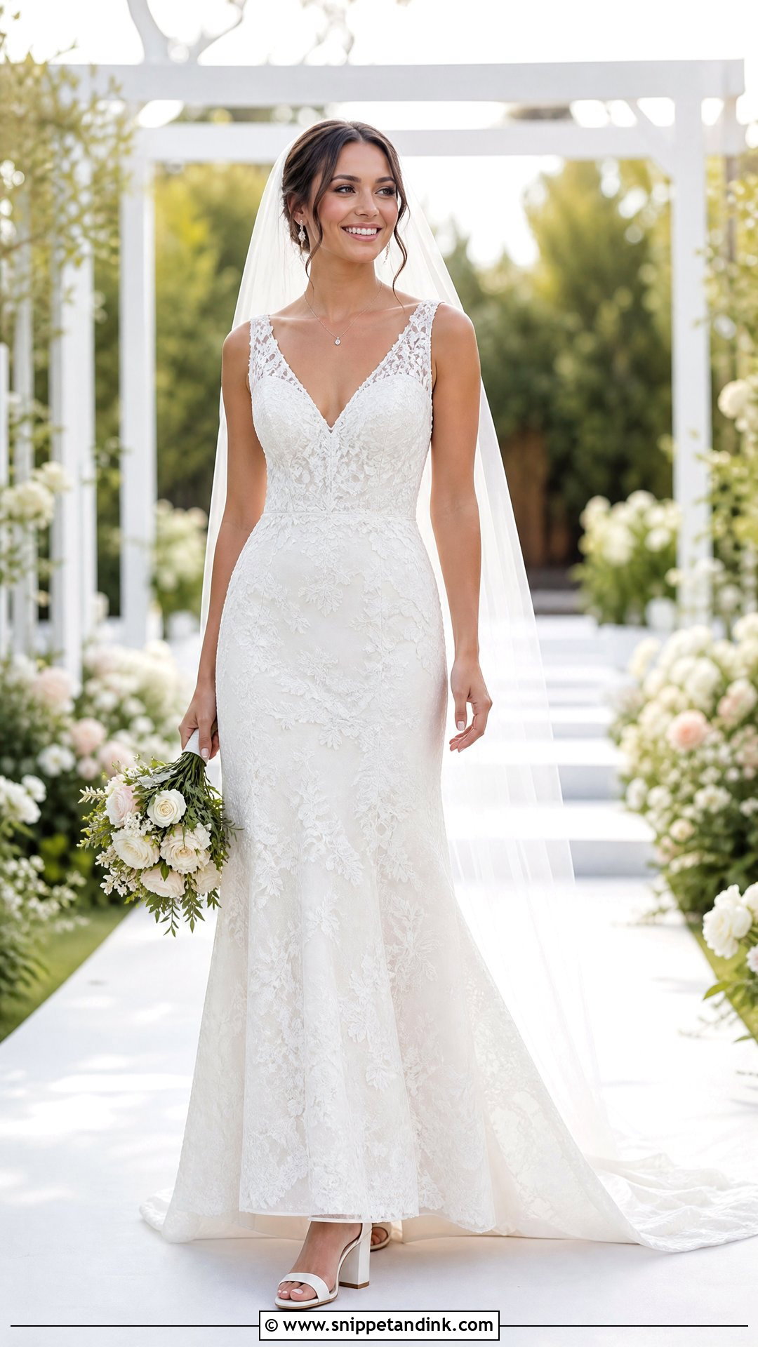 V Neck Fit And Flare Wedding Dress - Snippet and Ink - 20 Wedding Dress Hourglass Shape Ideas