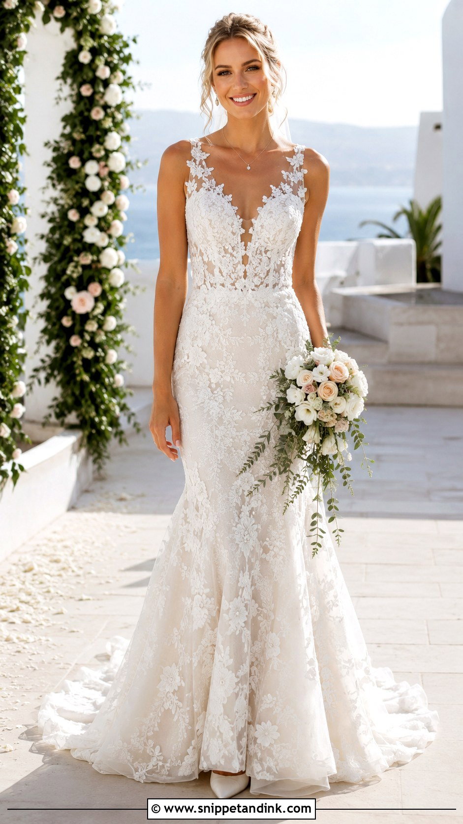 V Neck Fit and Flare Wedding Dress - Snippet and Ink - 20 Fit and Flare Wedding Dresses