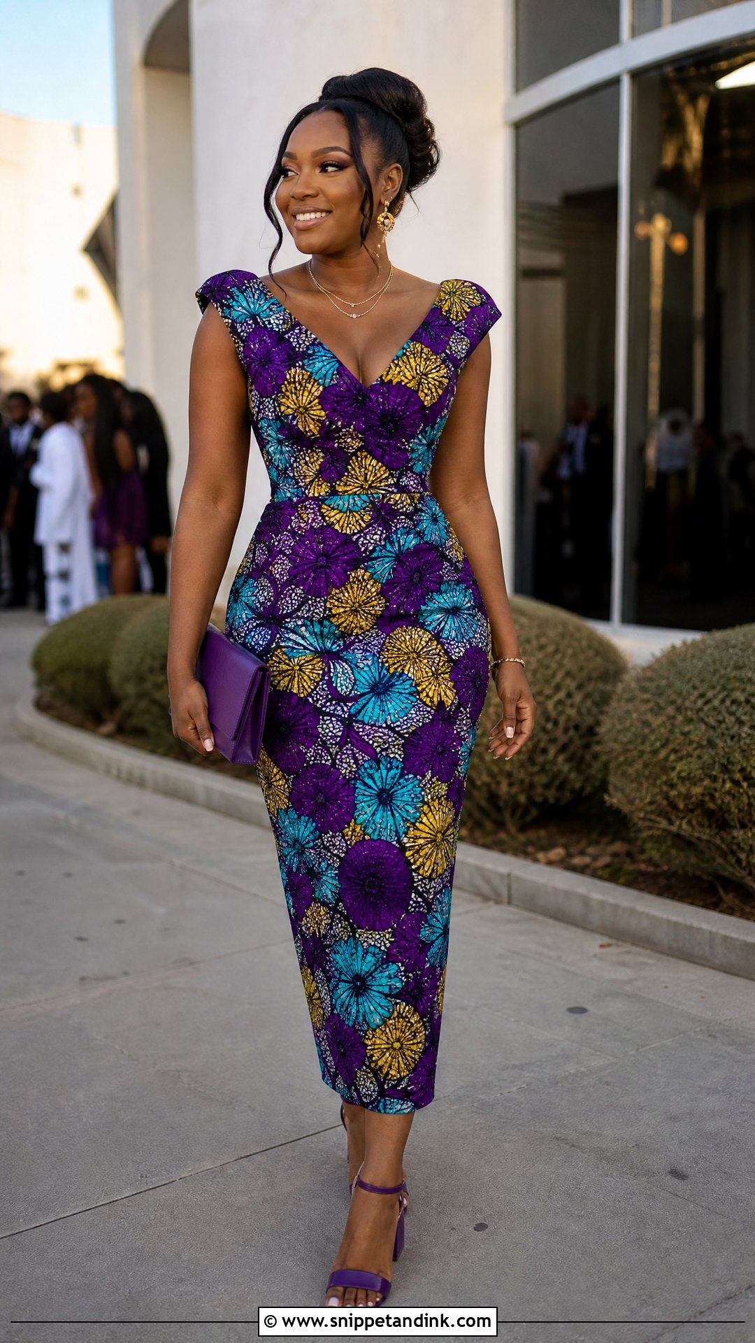 V Neck Fitted Ankara Gown - Snippet and Ink - 25 Fitted Ankara Gowns