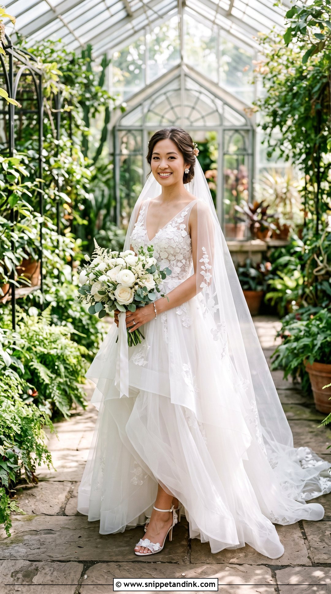 V Neck Floral A Line Princess Wedding Dress - Snippet and Ink - 20 Wedding Dresses a Line Princess