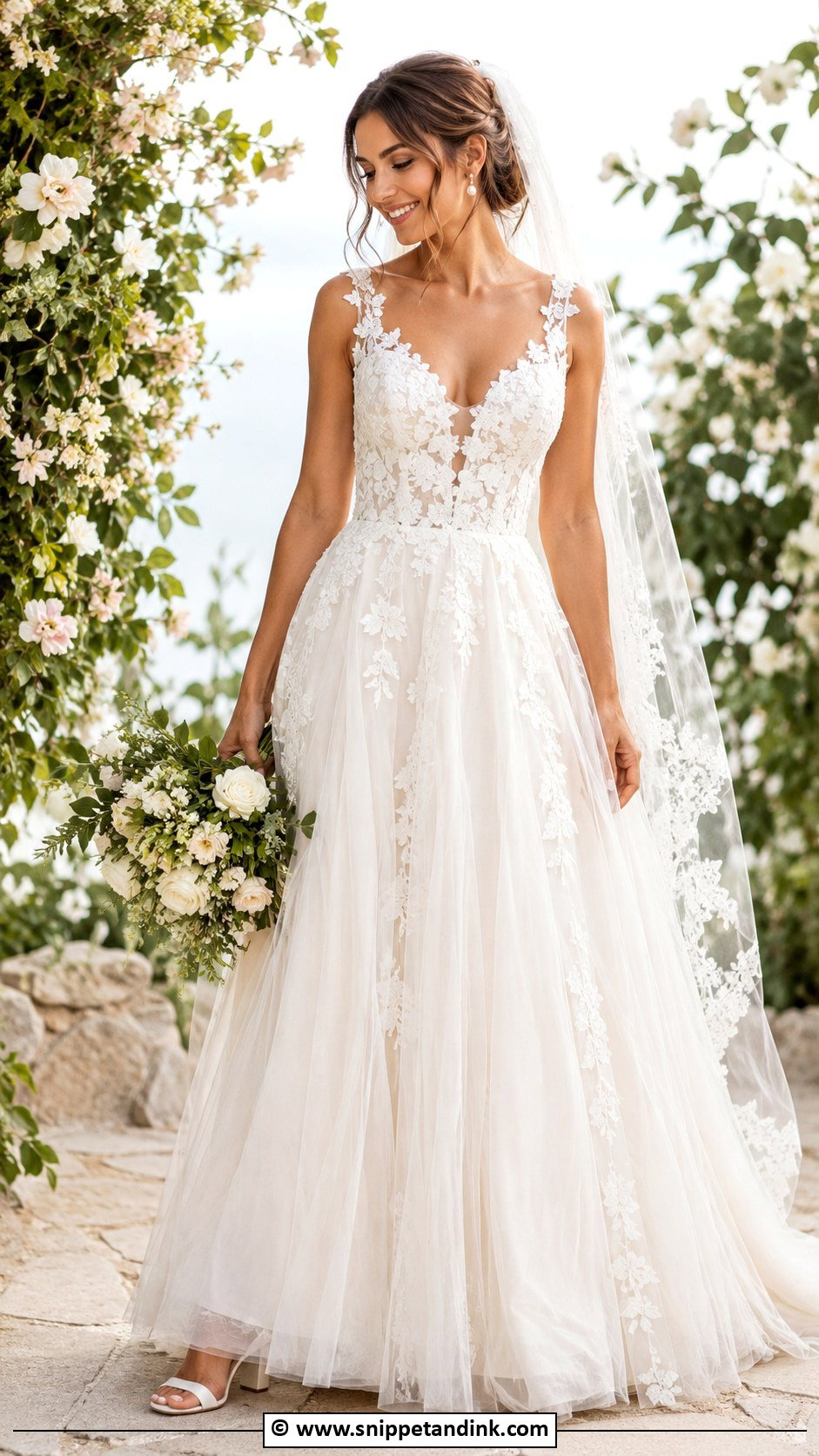 V Neck Garden Wedding Dress - Snippet and Ink - 30 V Neck Wedding Dress Ideas