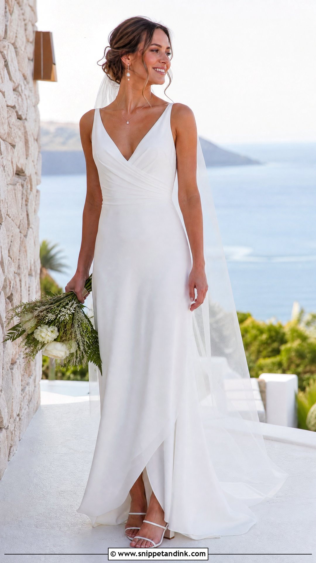 V Neck Georgette Wedding Dress - Snippet and Ink - 25 Floaty Wedding Dress Ideas