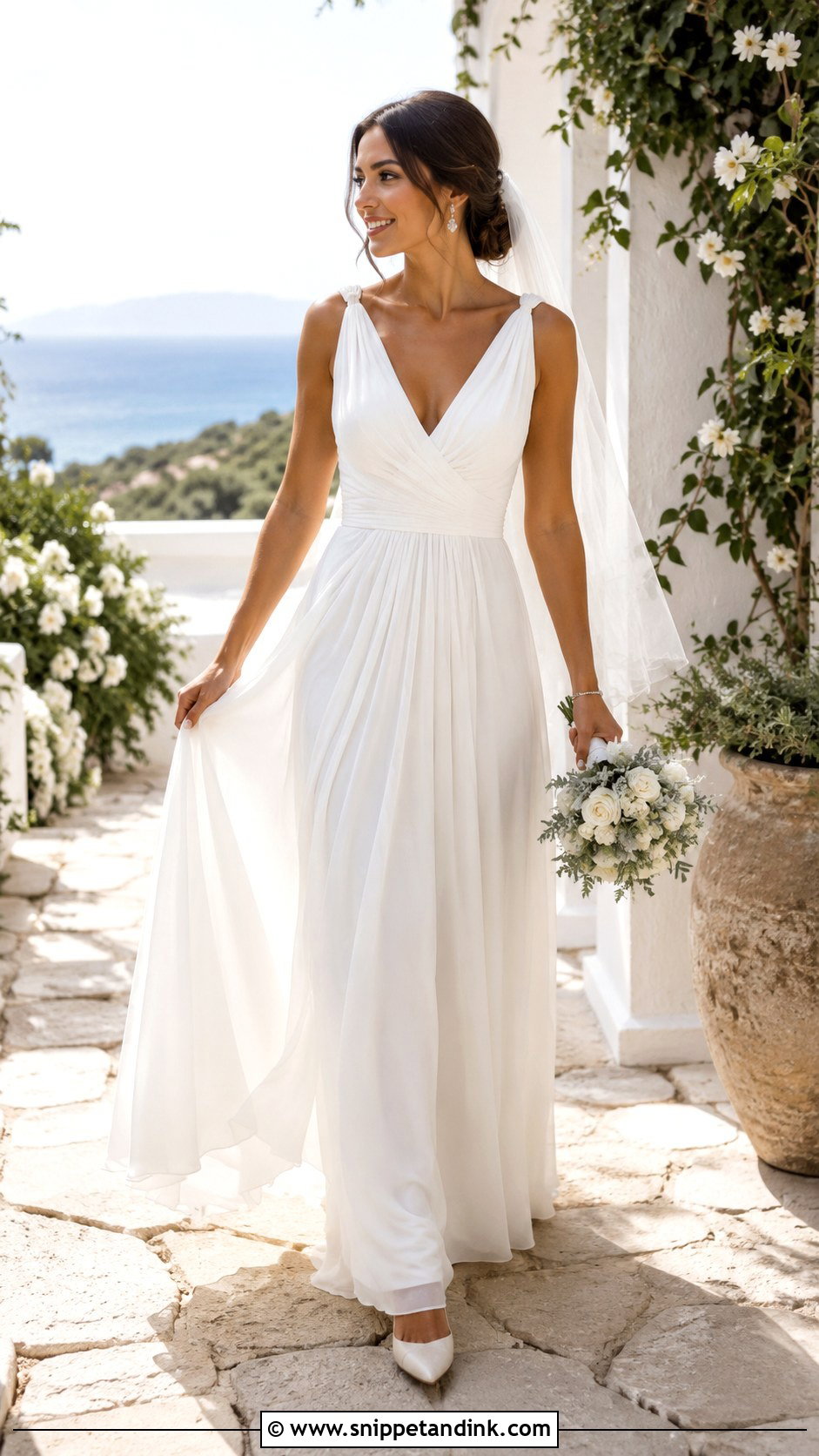 V Neck Greek Wedding Dress - Snippet and Ink - 20 Greek Wedding Dresses