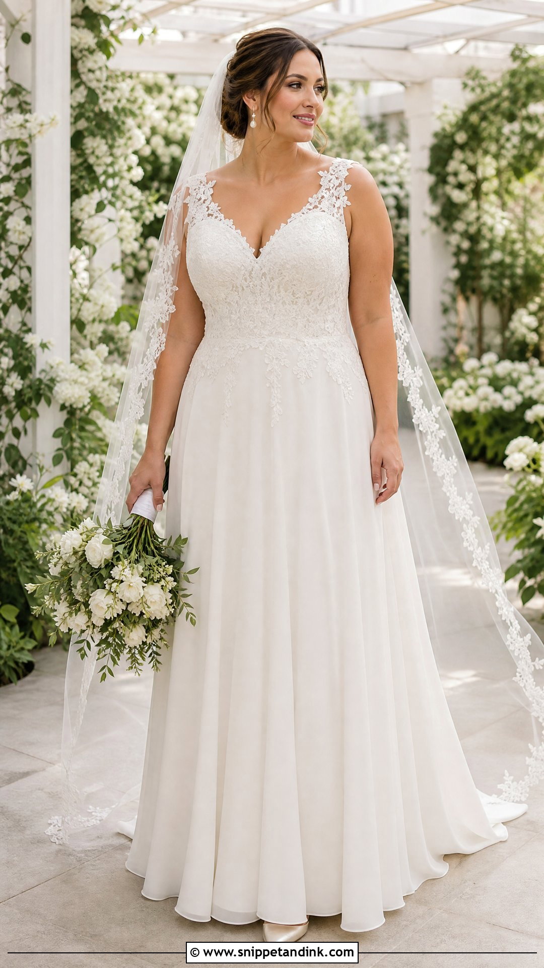 V Neck Lace A Line Wedding Dress - Snippet and Ink - 20 Wedding Dresses Pear Shape
