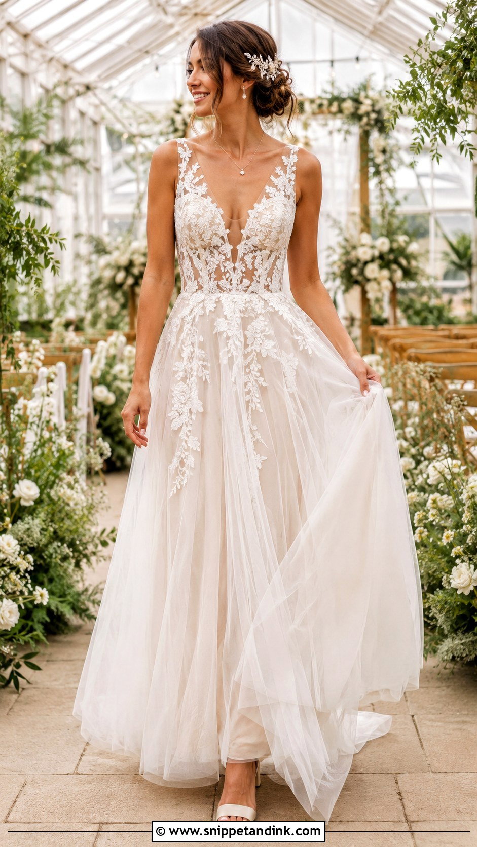 V Neck Lace Corset Wedding Dress - Snippet and Ink - 20 Lace Corset Wedding Dresses
