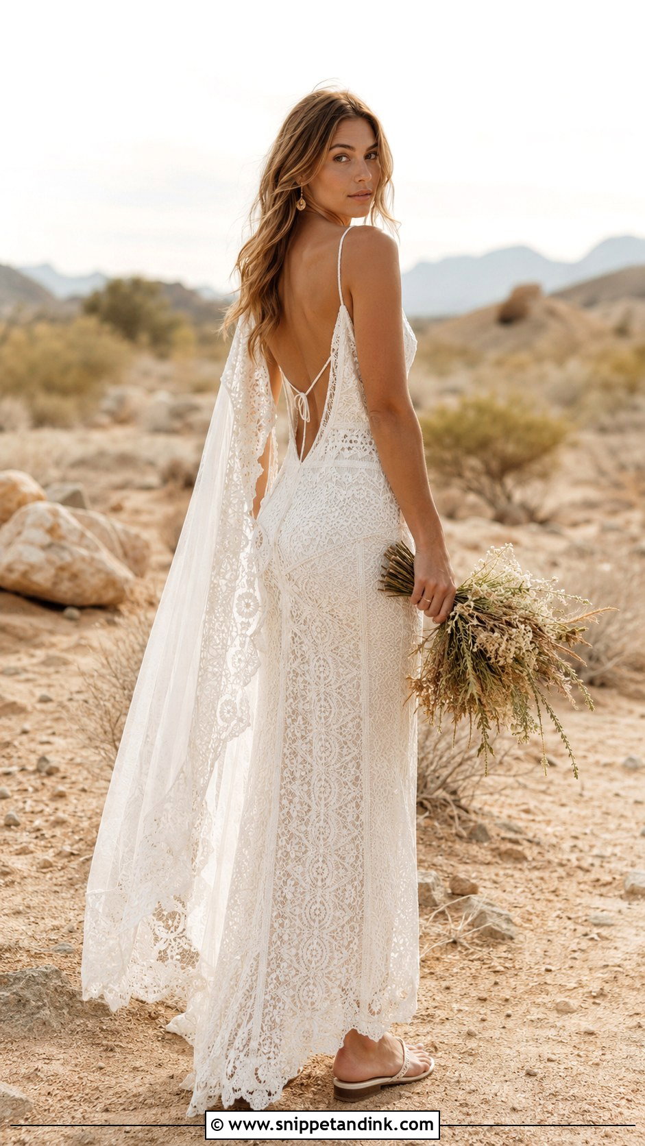V Neck Lace Open Back Wedding Dress - Snippet and Ink - 20 Lace Open Back Wedding Dress Ideas