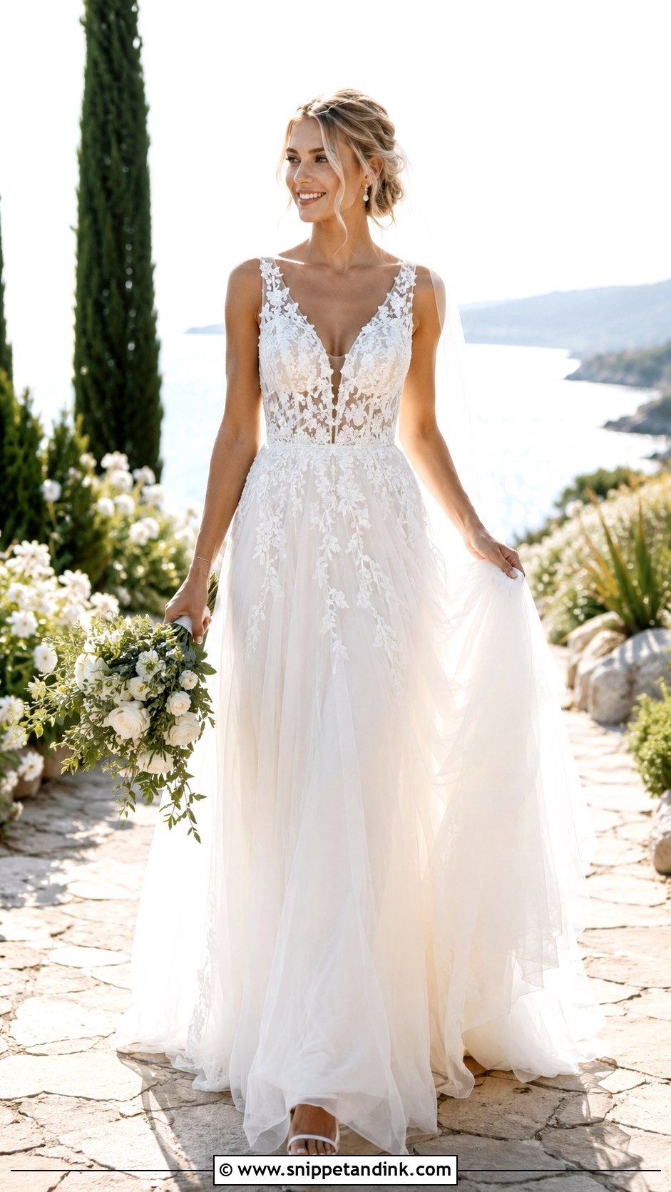 V Neck Lace Wedding Dress - Snippet and Ink - 25 Elegant Lace Wedding Dress Ideas