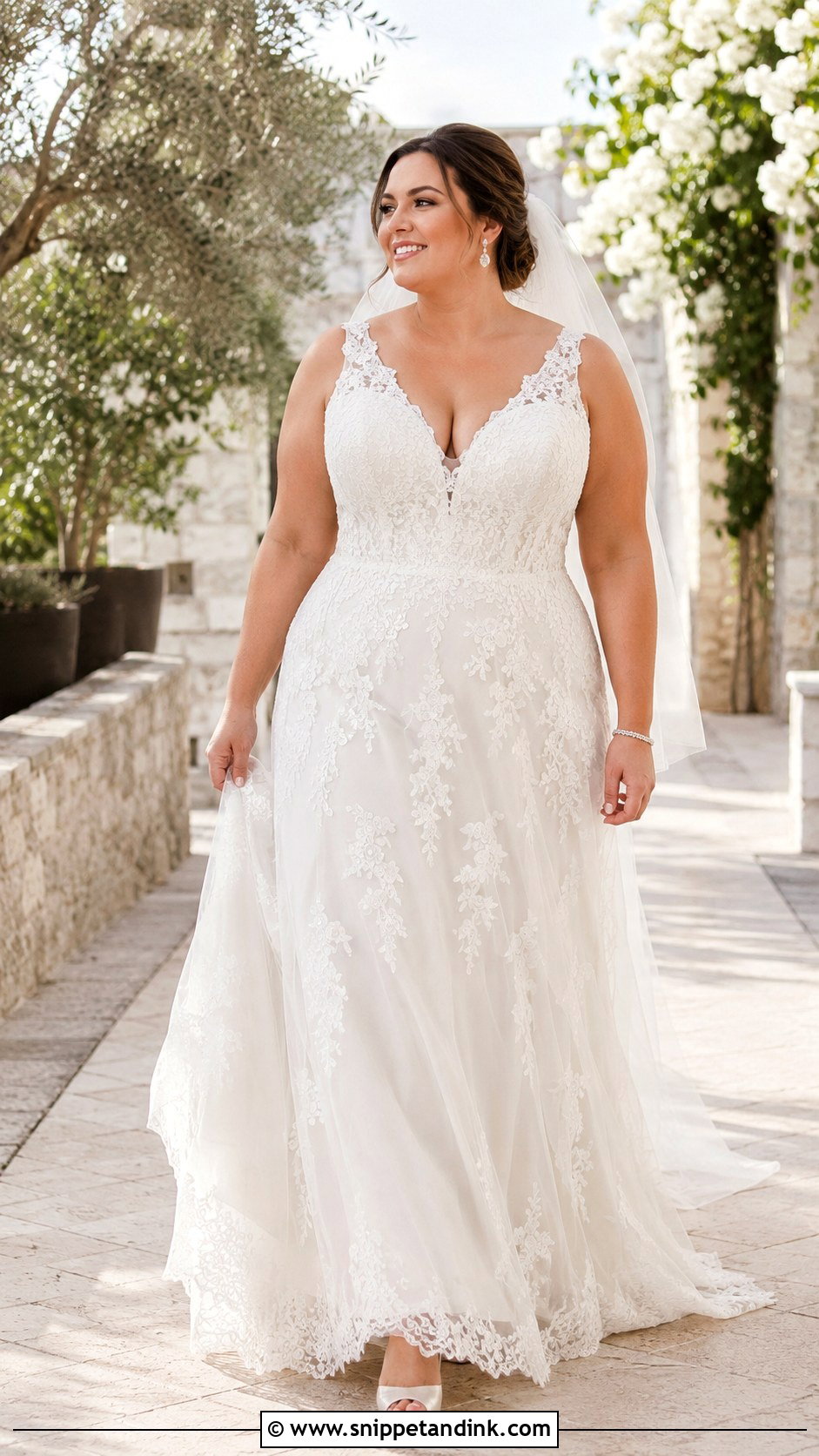 V Neck Lace Wedding Dress - Snippet and Ink - 25 Wedding Dress for Big Bust Ideas