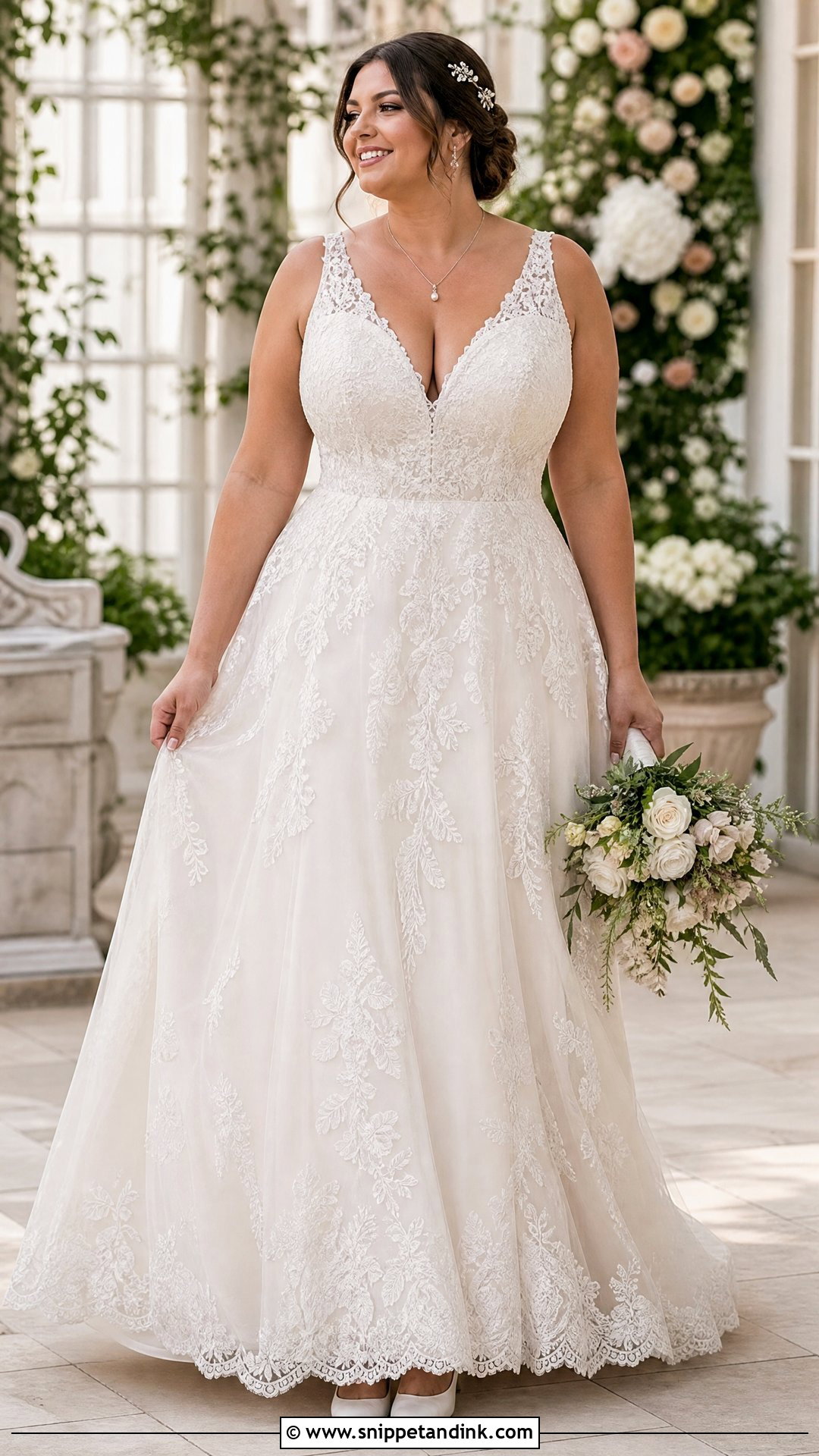 V Neck Lace Wedding Dress - Snippet and Ink - 25 Wedding Dresses for Big Busts
