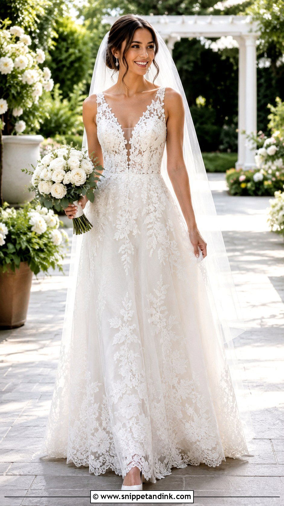 V Neck Lace Wedding Dress - Snippet and Ink - 20 Beautiful Lace Styles for Wedding