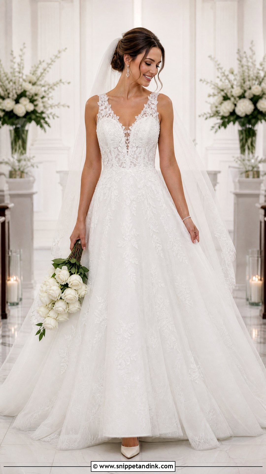 V Neck Lace Wedding Dress - Snippet and Ink - 20 Wedding Lace Styles