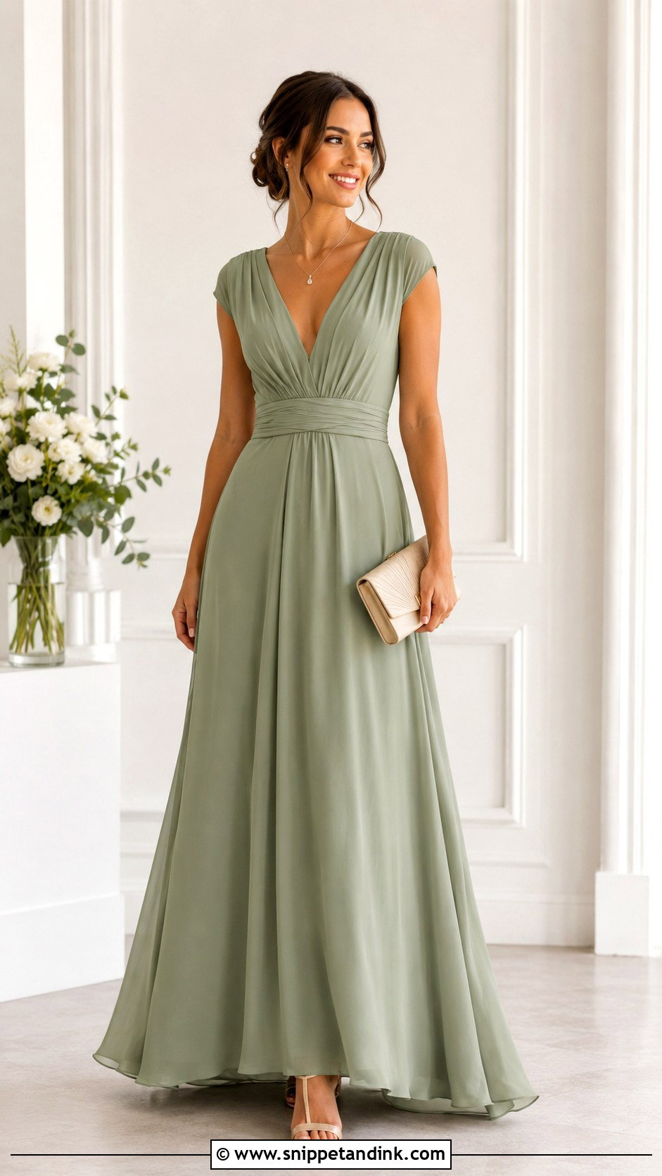 V Neck Long Gown - Snippet and Ink - 25 Simple Material Gown Style Ideas