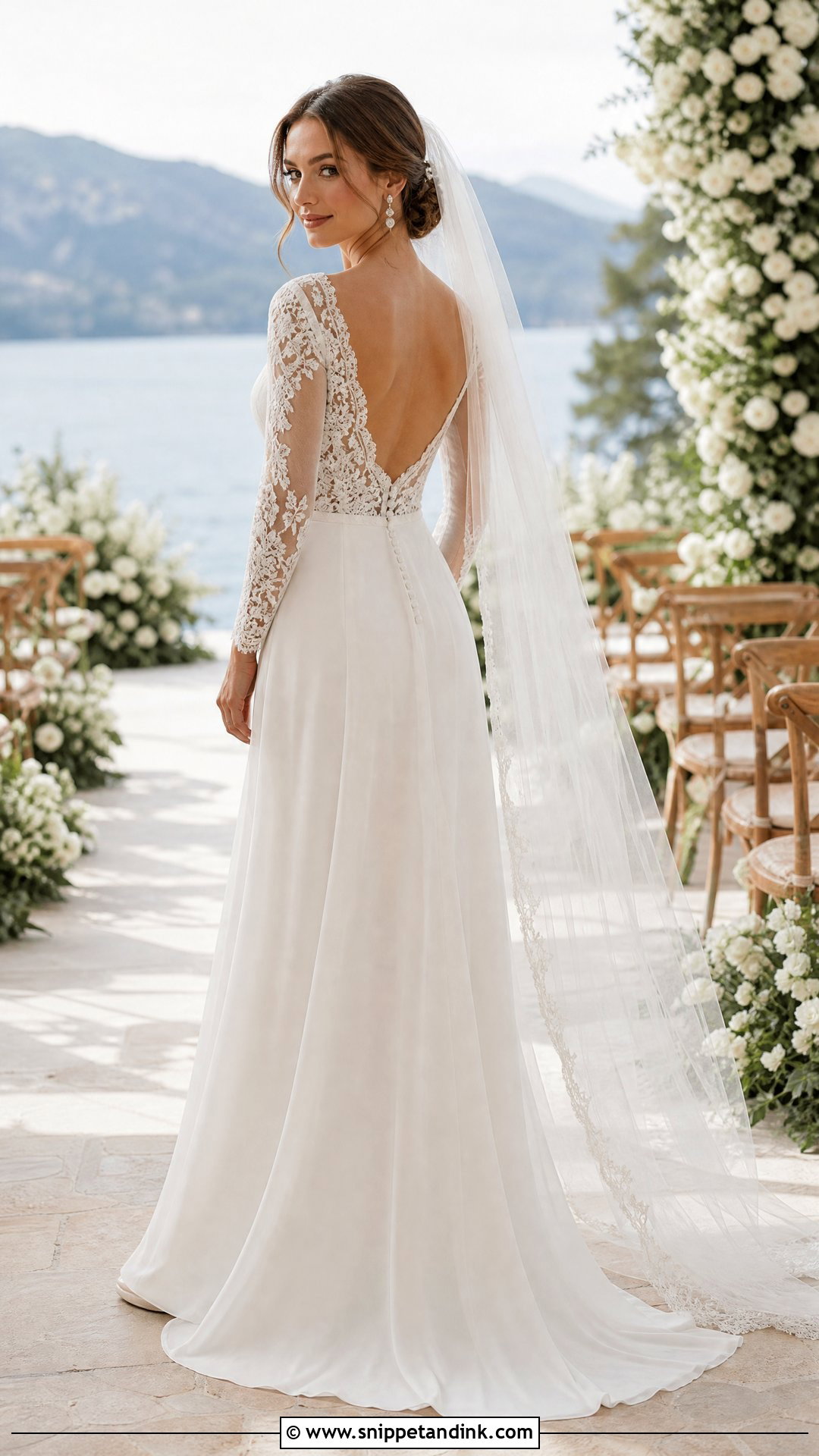 V Neck Long Sleeve Open Back Wedding Dress - Snippet and Ink - 25 Long Sleeve Open Back Wedding Dress Ideas
