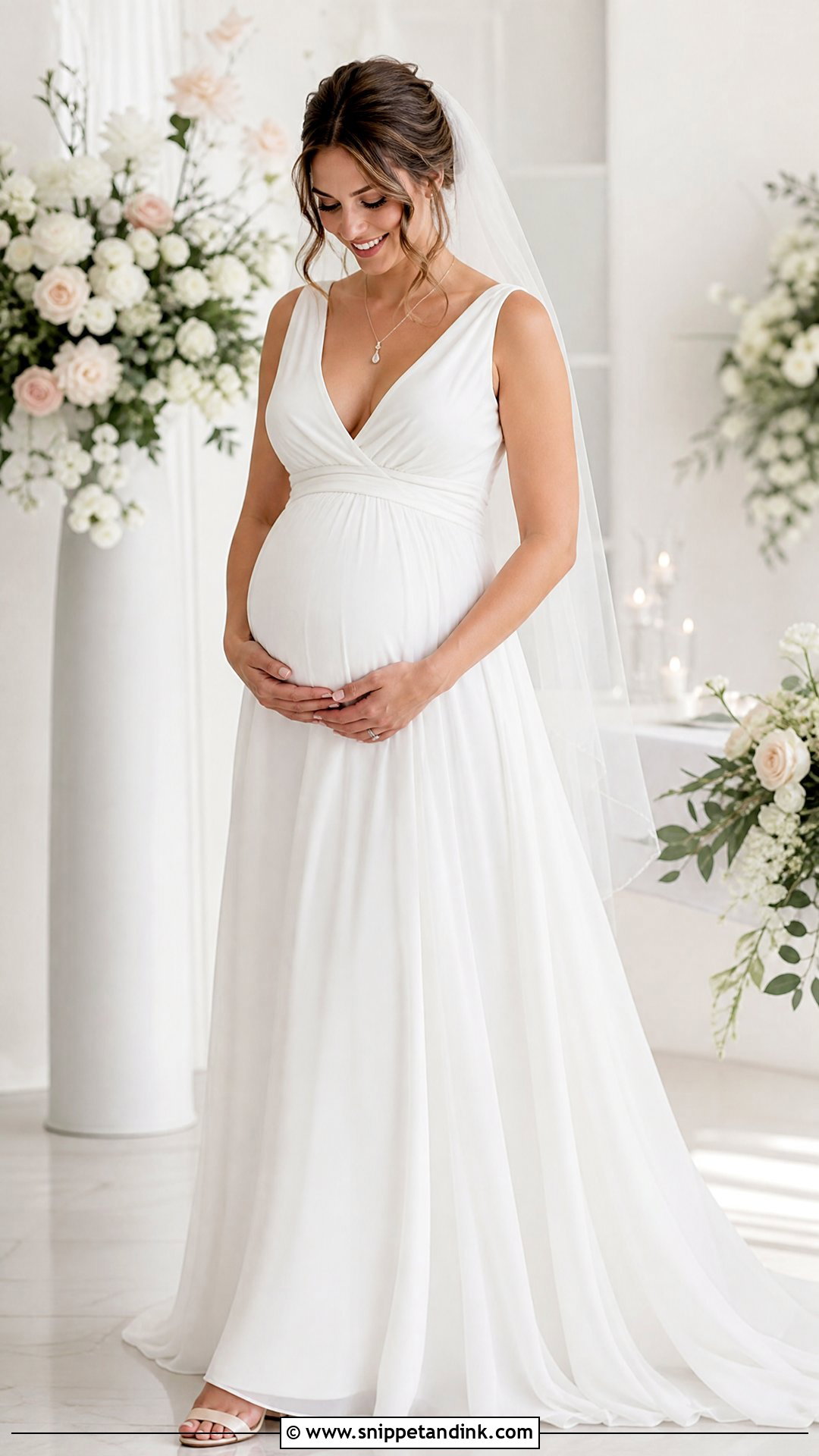 V Neck Maternity Wedding Dress - Snippet and Ink - 25 Wedding Dress for Pregnant Bride Ideas