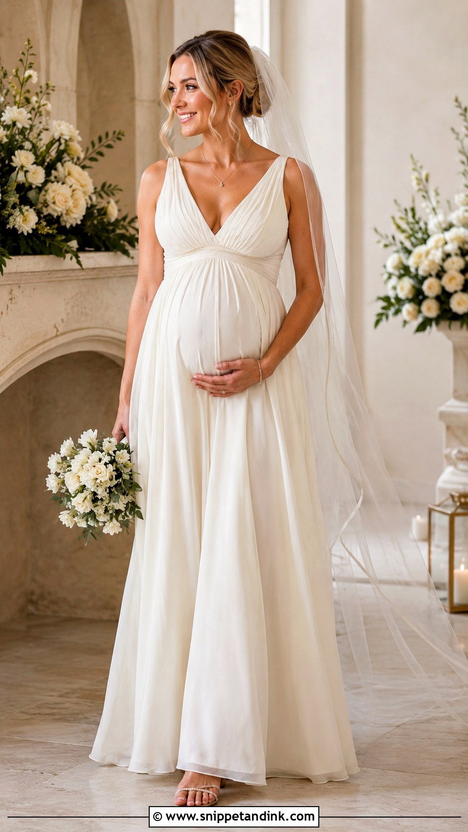 V Neck Maternity Wedding Dress - Snippet and Ink - 30 Maternity Wedding Dress Ideas
