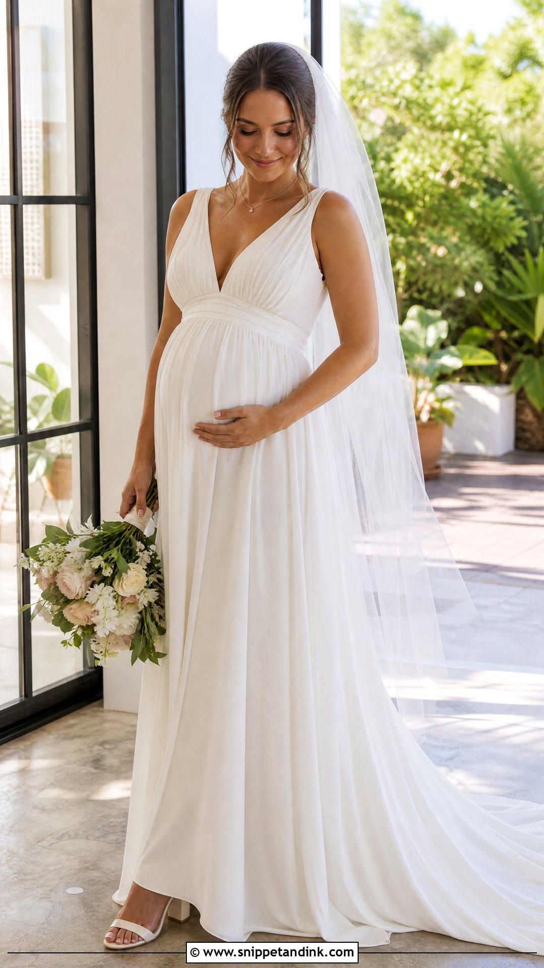 V Neck Maternity Wedding Gown - Snippet and Ink - 25 Maternity Wedding Gown Ideas
