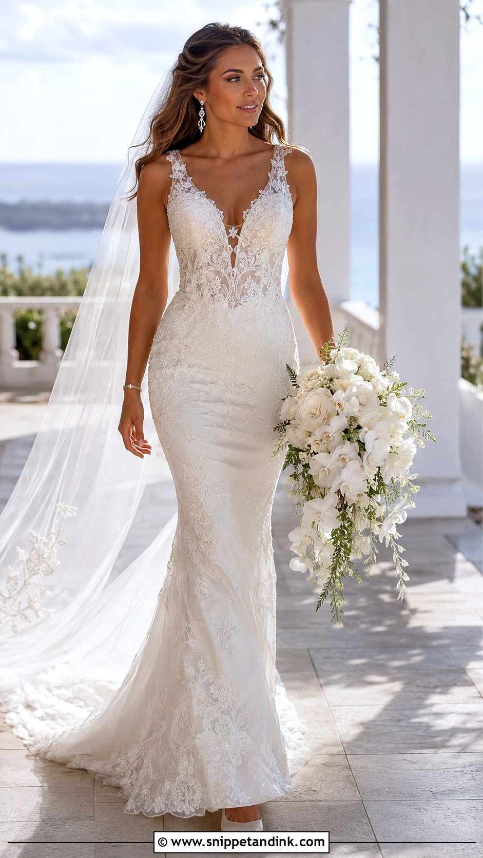 V Neck Mermaid Bridal Gown - Snippet and Ink - 20 Mermaid Bridal Gowns