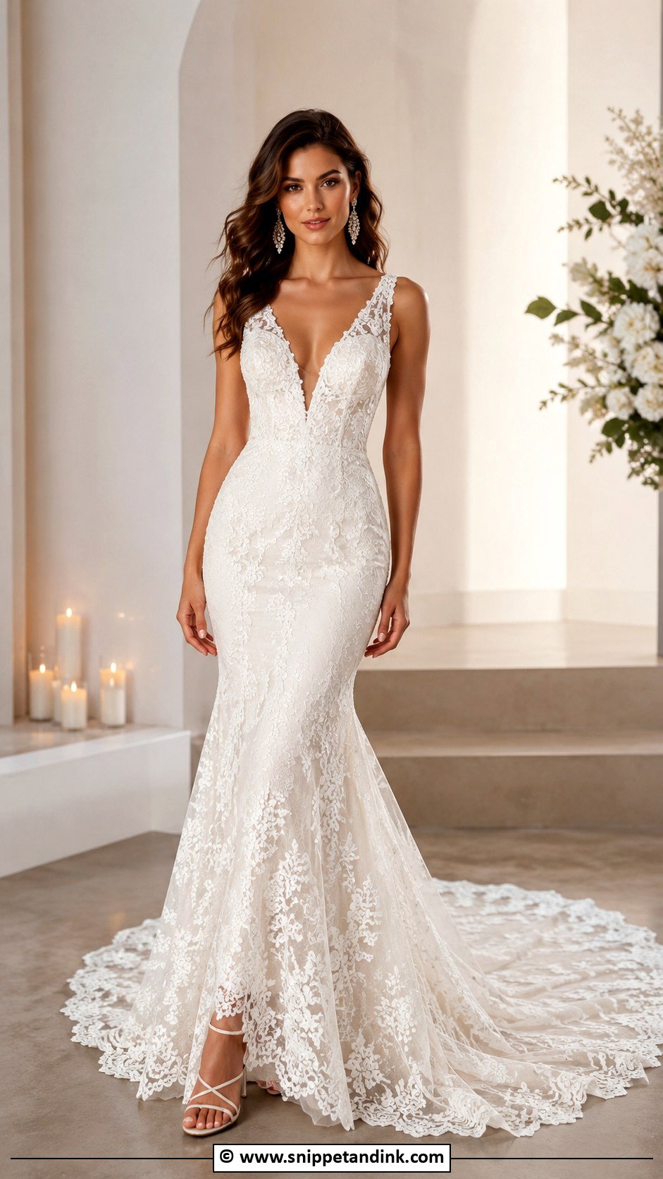 V Neck Mermaid Wedding Dress - Snippet and Ink - 30 V Neck Wedding Dress Ideas