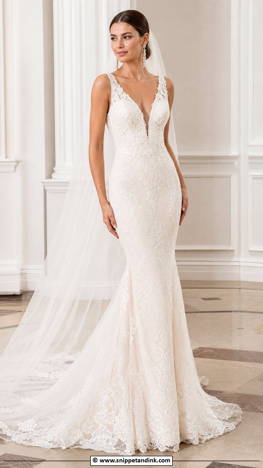 V Neck Mermaid Wedding Dress - Snippet and Ink - 35 Mermaid Wedding Dress Ideas