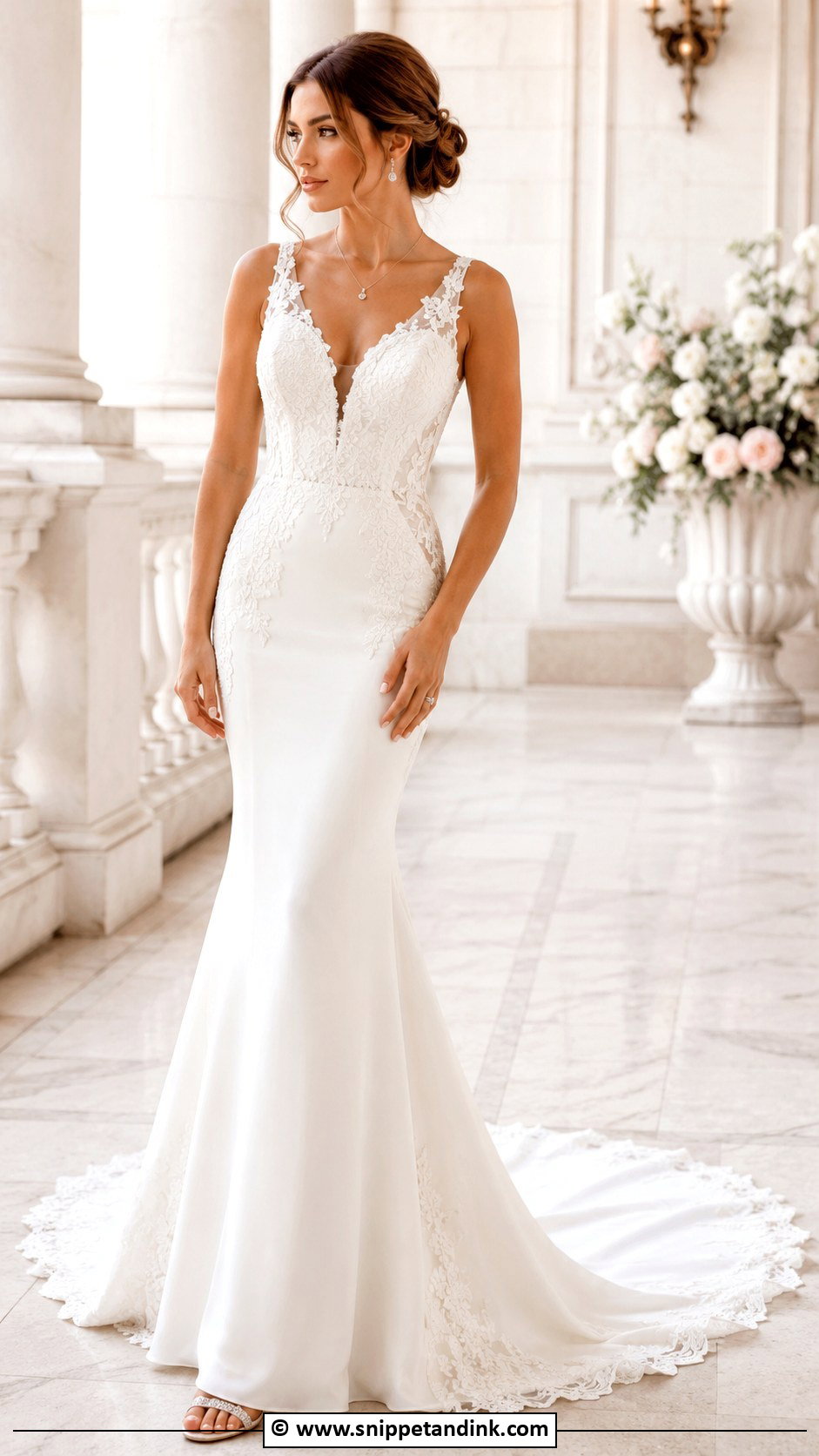 V Neck Mermaid Wedding Dress - Snippet and Ink - 25 Elegant Mermaid Wedding Dress Ideas