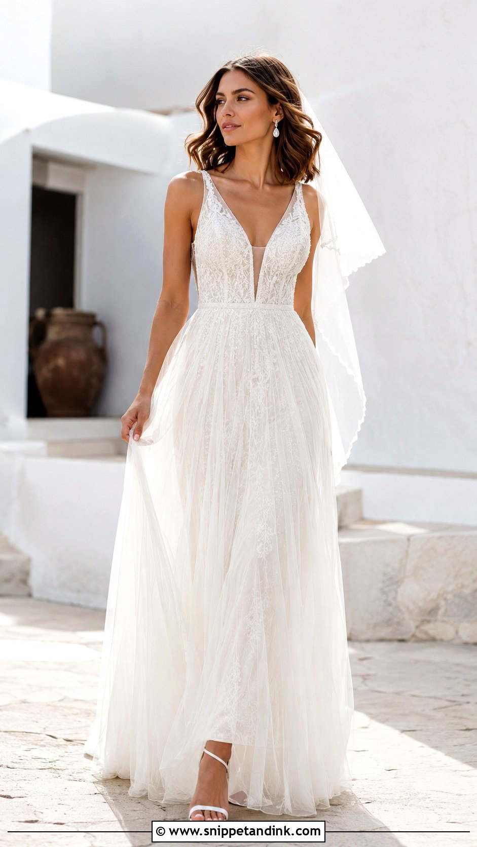 V Neck Net Wedding Dress - Snippet and Ink - 20 Net Wedding Dress Ideas