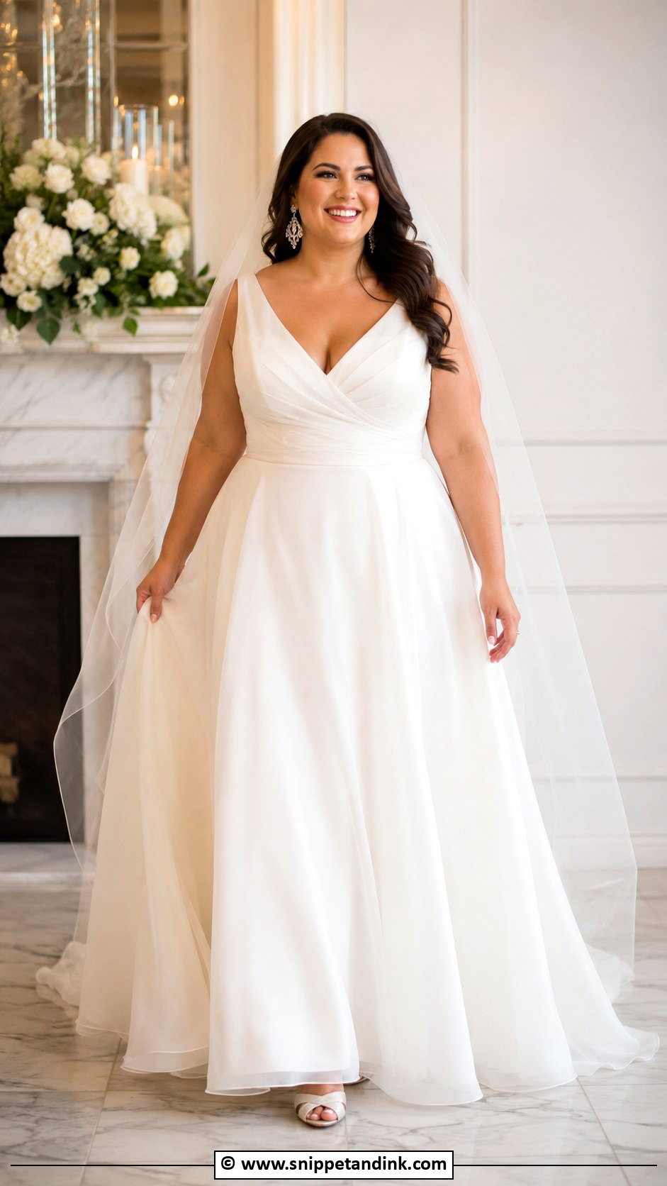 V Neck Plus Size Wedding Dress - Snippet and Ink - 30 V Neck Wedding Dress Ideas