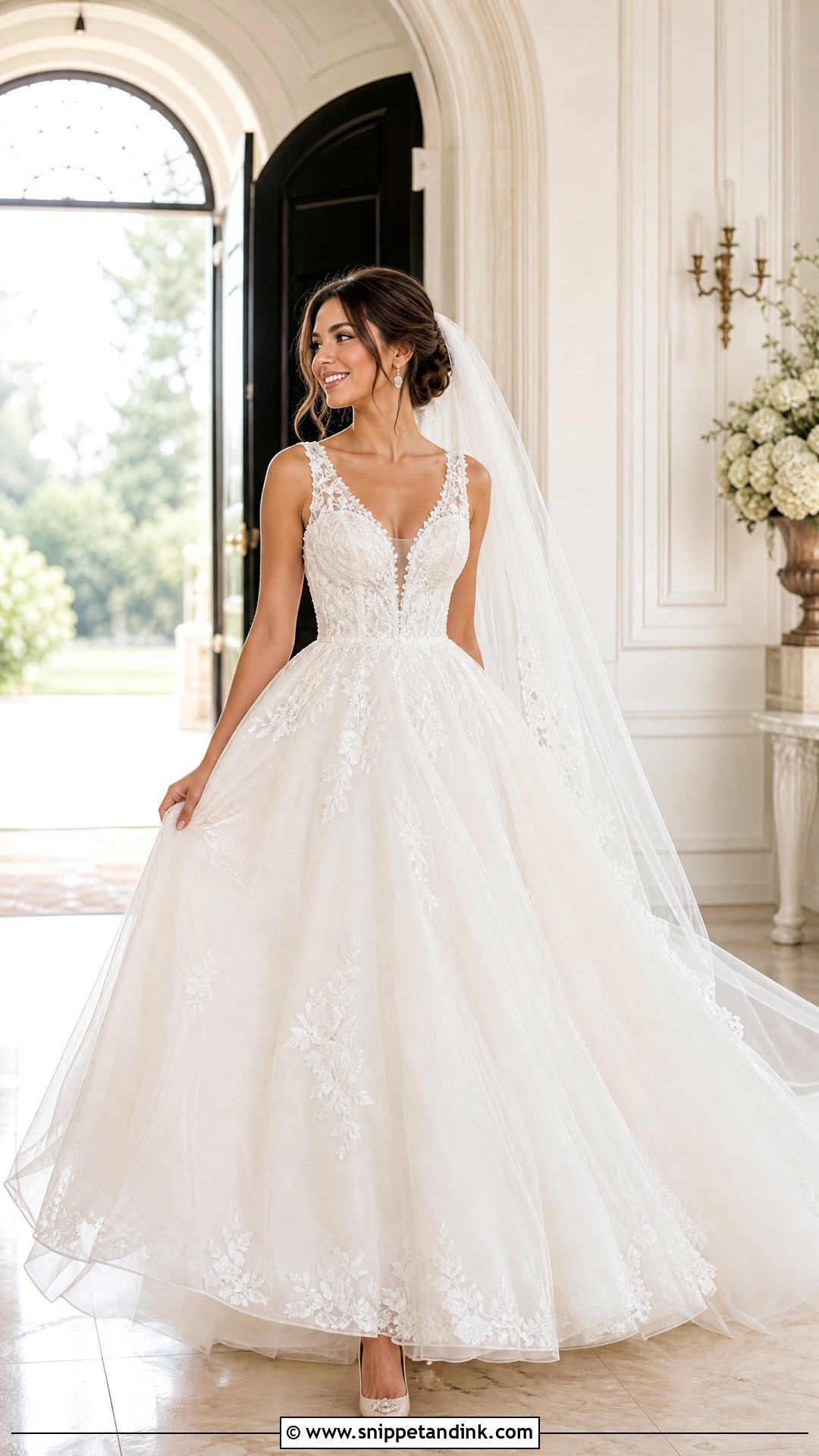 V Neck Princess Ballgown Wedding Dress - Snippet and Ink - 20 Wedding Dress Princess Ballgown Ideas