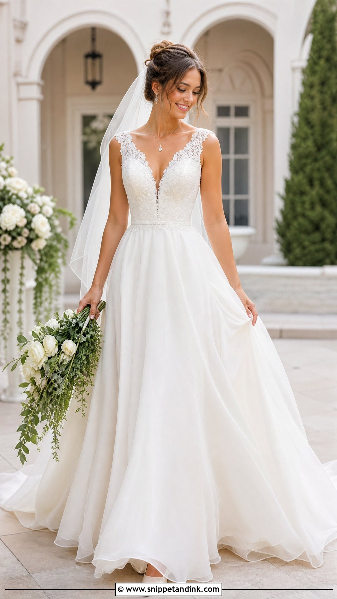 V Neck Princess Cut Wedding Dress - Snippet and Ink - 20 Princess Cut Wedding Dress Ideas