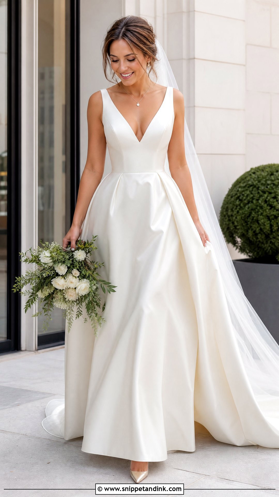 V Neck Princess Satin Wedding Dress - Snippet and Ink - 20 Princess Satin Wedding Dresses