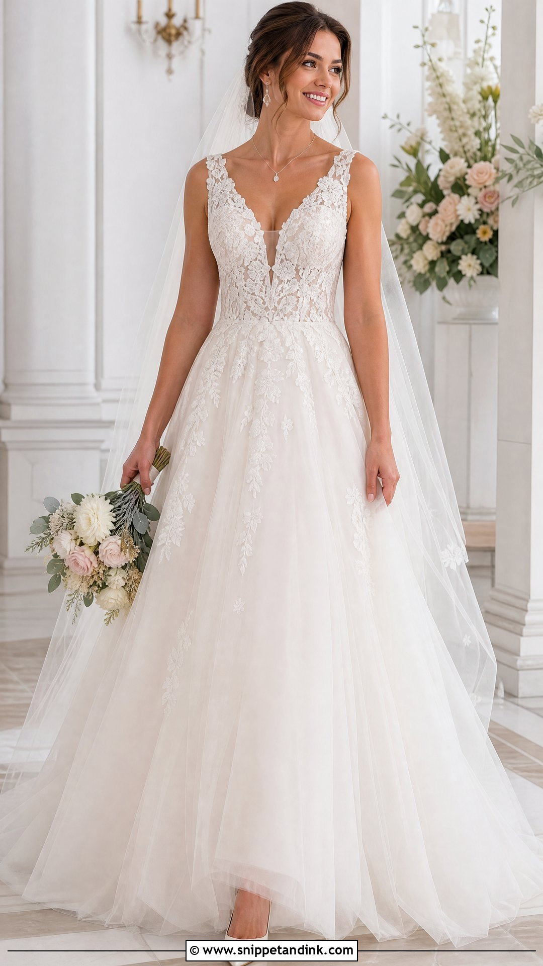 V Neck Princess Wedding Dress - Snippet and Ink - 20 Princess Elegant Wedding Dresses