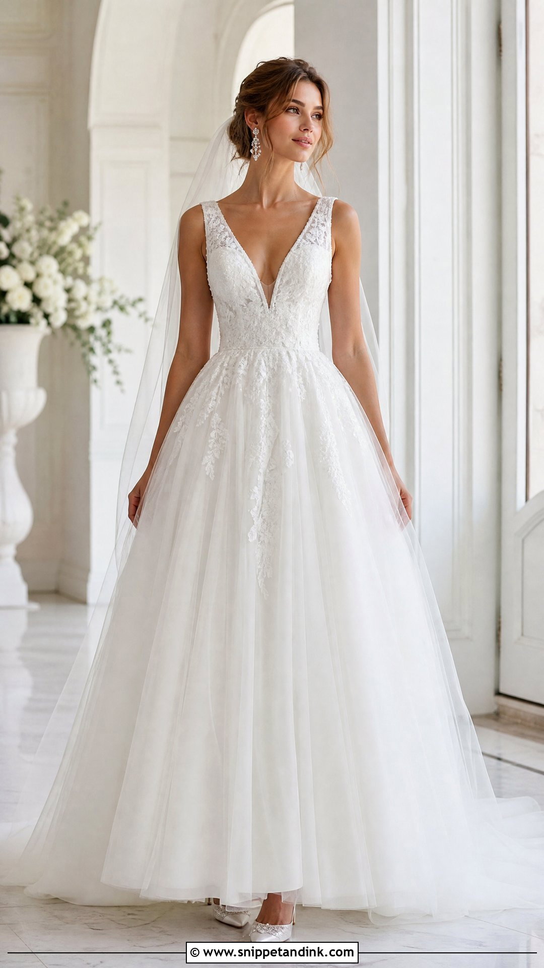 V Neck Princess Wedding Gown - Snippet and Ink - 25 Princess Wedding Gown Ideas