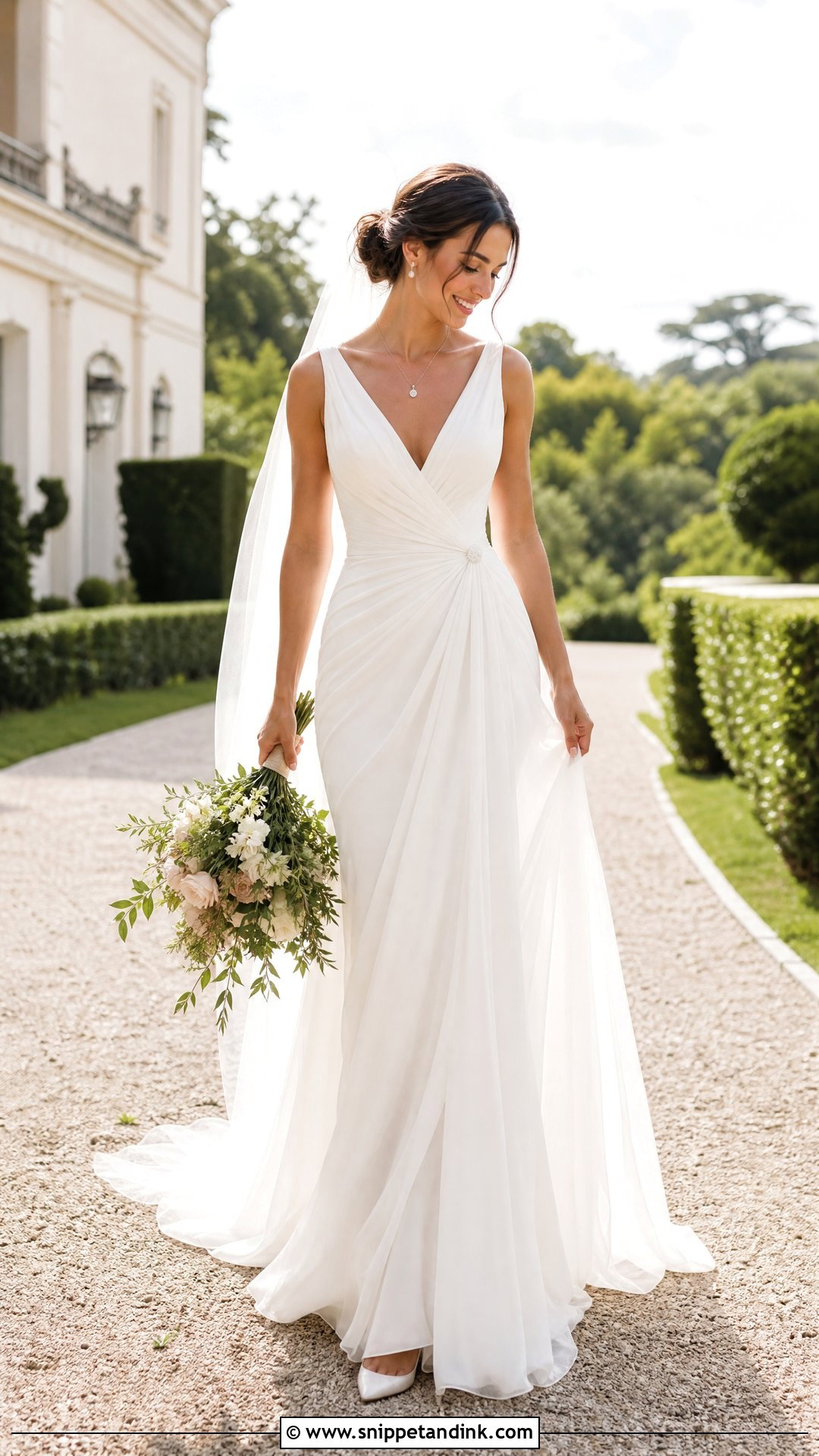 V Neck Ruched Wedding Dress - Snippet and Ink - 25 Ruched Wedding Dress Ideas