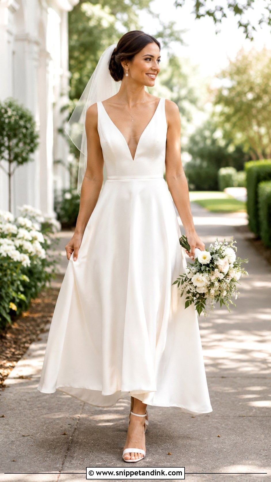 V Neck Satin A Line Wedding Dress - Snippet and Ink - 25 Satin a Line Wedding Dress Ideas