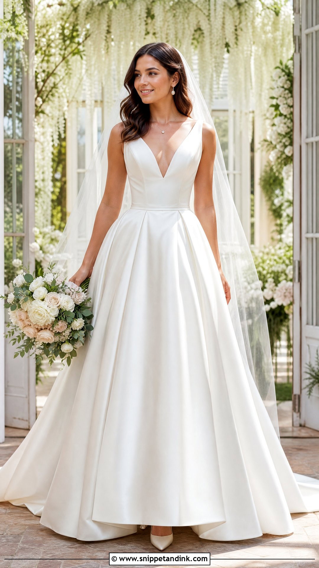 V Neck Satin Ball Gown Wedding Dress - Snippet and Ink - 25 Satin Ball Gown Wedding Dress Ideas
