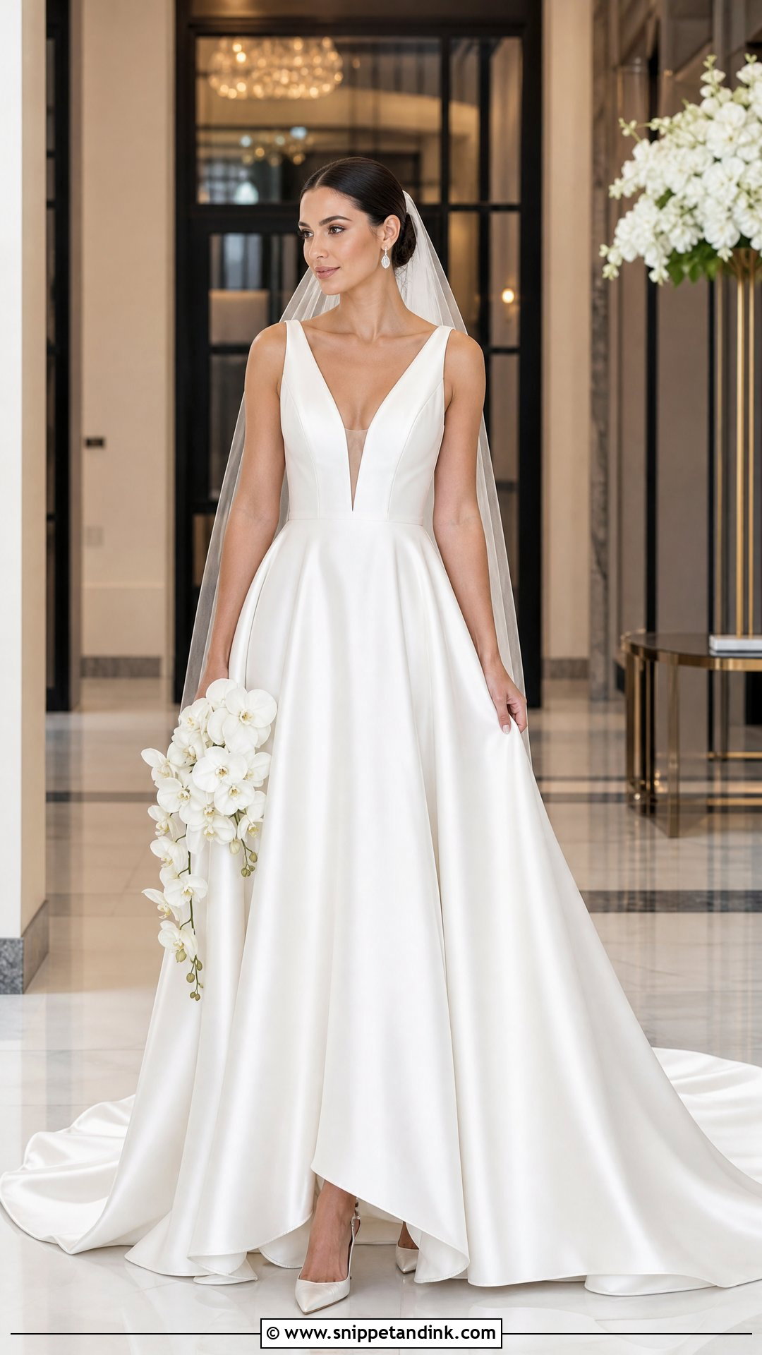 V Neck Satin Ballgown Wedding Dress - Snippet and Ink - 25 Satin Ballgown Wedding Dress Ideas