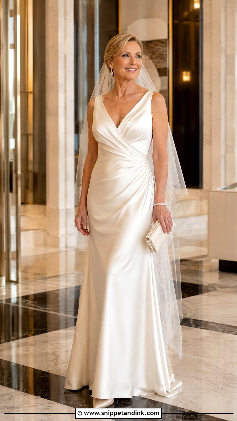 V Neck Satin Champagne Wedding Dress - Snippet and Ink - 20 Champagne Wedding Dress Older Bride Ideas