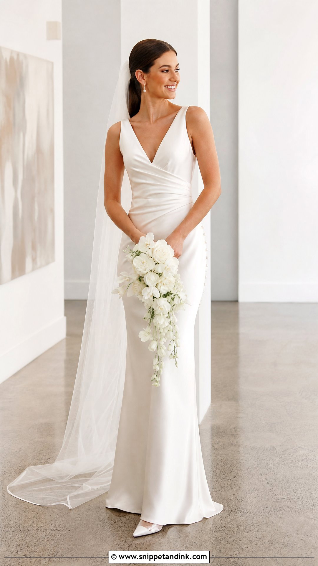 V Neck Satin Sheath Wedding Dress - Snippet and Ink - 20 Satin Sheath Wedding Dress Ideas