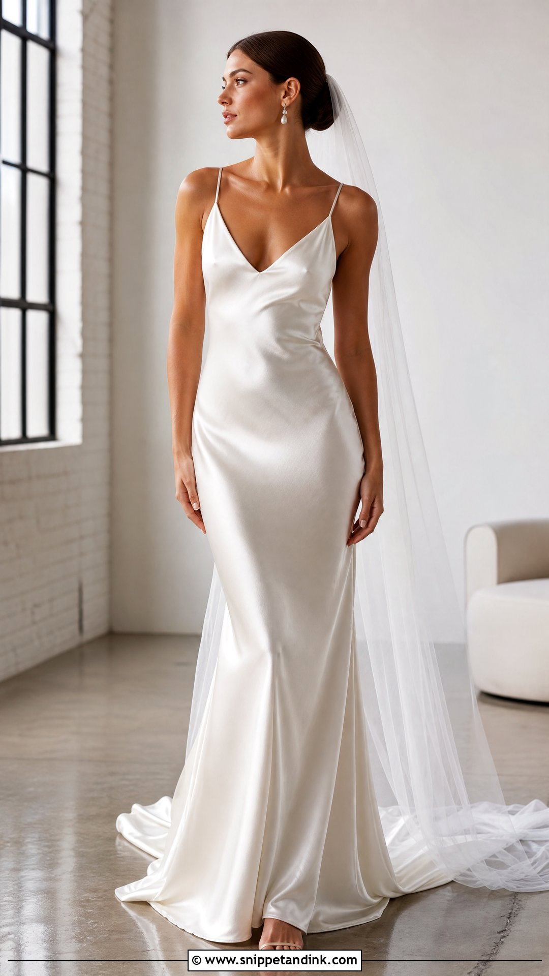 V Neck Satin Slip Wedding Dress - Snippet and Ink - 20 V Neckline Wedding Dress Ideas