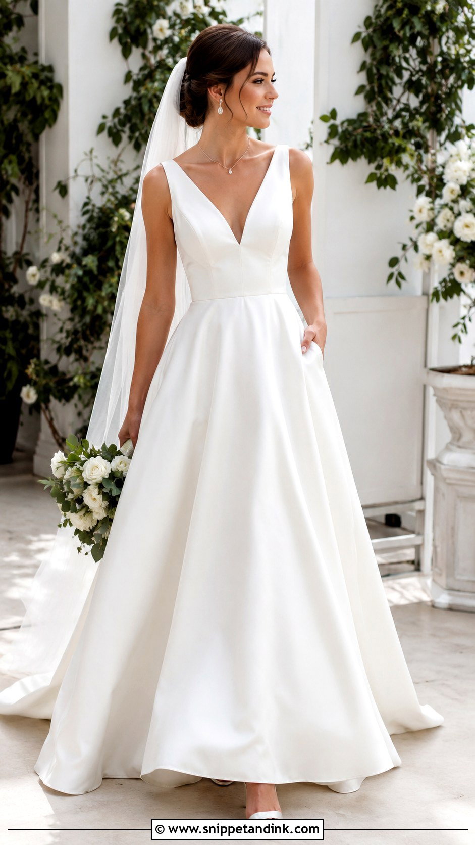V Neck Satin Wedding Dress - Snippet and Ink - 25 Classic Satin Wedding Dress Ideas