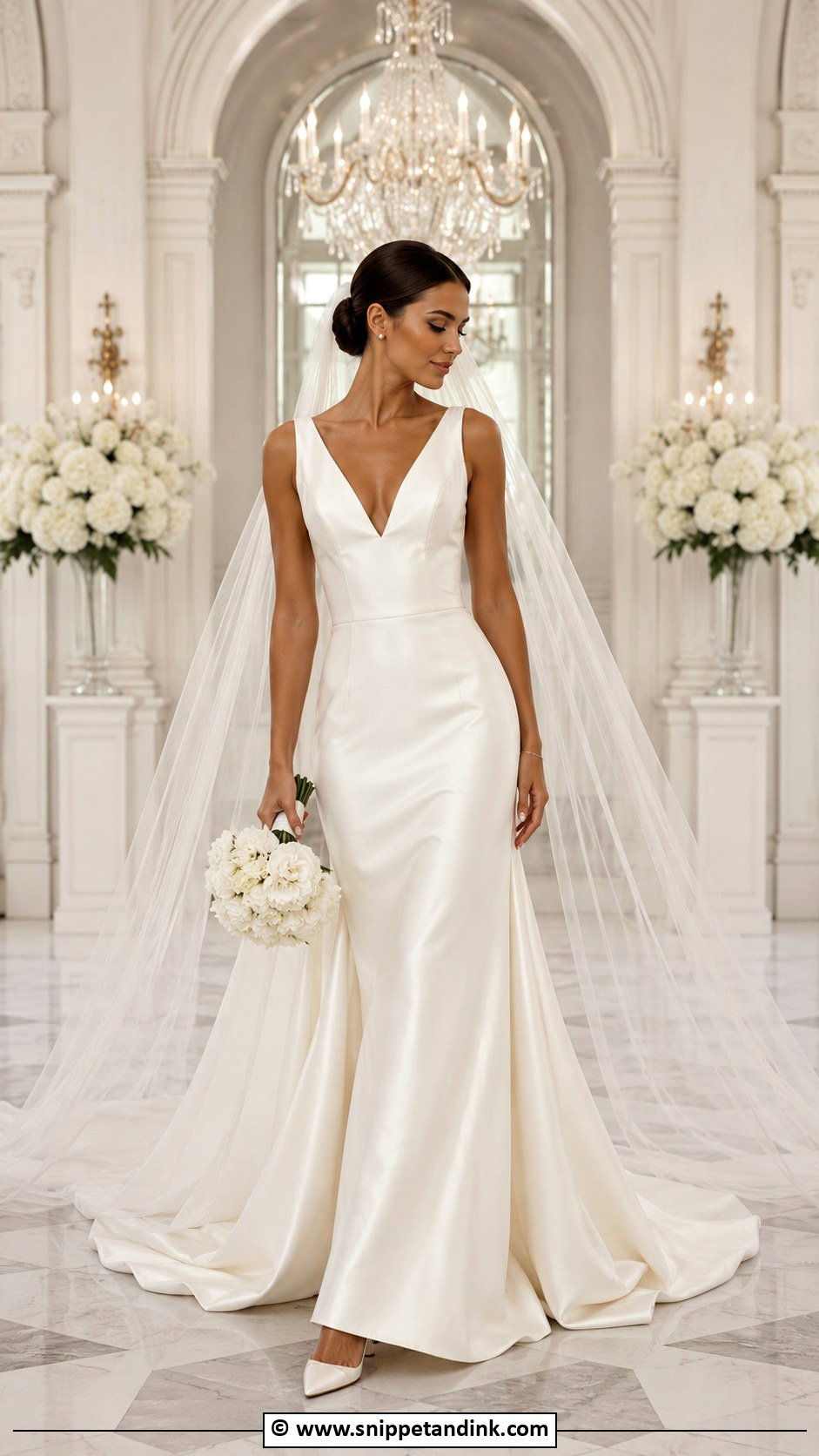 V Neck Satin Wedding Dress - Snippet and Ink - 30 V Neck Wedding Dress Ideas